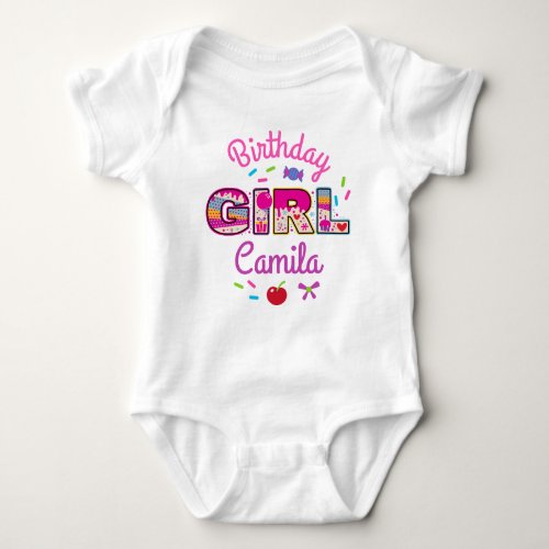 Candyland Birthday Girl lollipop Baby Bodysuit