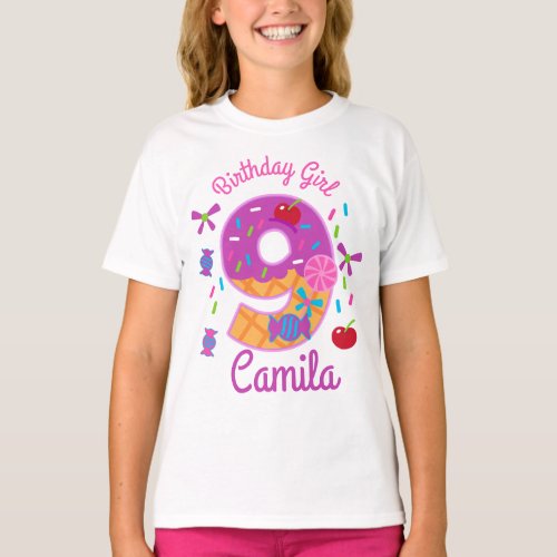 Candyland Birthday Girl Nineth lollipop T_Shirt