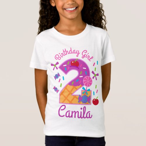 Candyland Birthday Girl Second lollipop T_Shirt