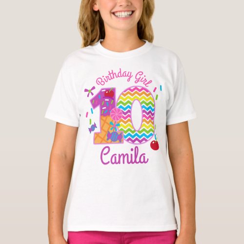 Candyland Birthday Girl Tenth lollipop T_Shirt