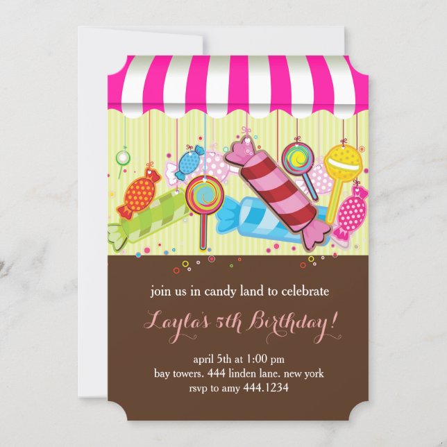 Candyland Birthday Party Invitation (Front)