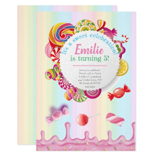 Candyland Birthday Party Invitations Zazzle Candyland Birthday Party Invitations