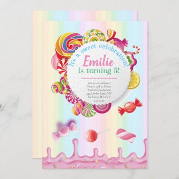 Candyland Birthday Party Invitations by ThreeFoursDesign at Zazzle