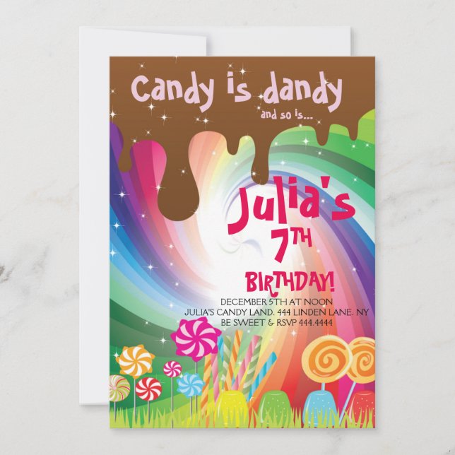 Candyland Birthday Party Invitations (Front)