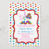 Candyland Candy First Birthday Birthday Invitation (Front/Back)