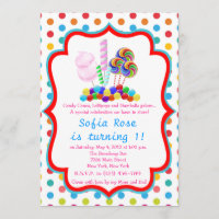 Candyland Candy First Birthday Birthday Invitation