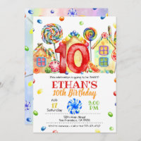 Candyland Candy Invitation for Candy Theme - 10th