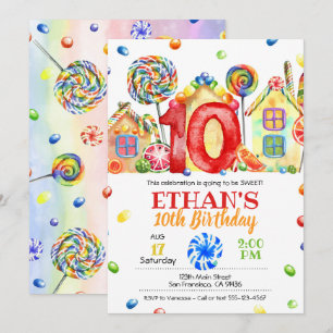 Candyland Candy Invitation for Candy Theme - 10th