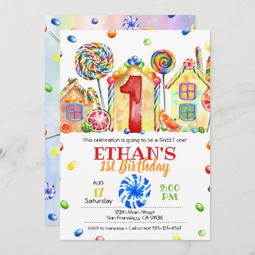 Candyland Candy Invitation for Candy Theme _1st