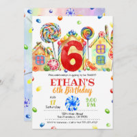 Candyland Candy Invitation for Candy Theme - 6th