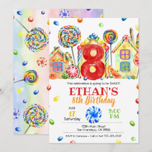 Candyland Candy Invitation for Candy Theme - 8th