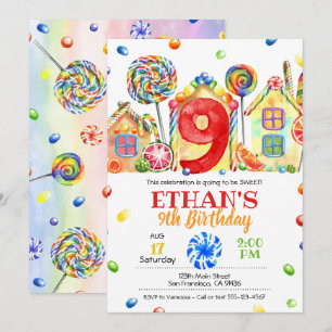 Candyland Candy Invitation for Candy Theme - 9th