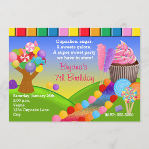 Candyland Candy Land Sweet Cupcakes Invitation