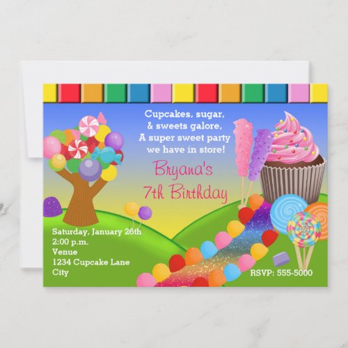 Candyland Candy Land Sweet Cupcakes Invitation