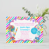 Candyland Candy Theme Birthday Invitation (Standing Front)