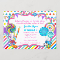 Candyland Candy Theme Birthday Invitation