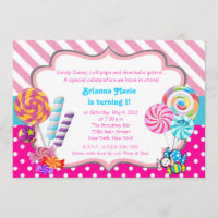 Candyland candy Theme Birthday Invitation