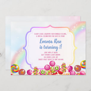 Candyland candy theme birthday party invitation