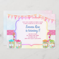 Candyland candy theme birthday party invitation