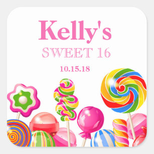Candyland candy Theme Sweet 16 Favor Labels