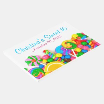 Candyland Candy Theme Sweet 16 Guest Book by PurplePaperInvites at Zazzle