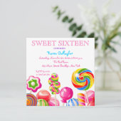 Candyland Candy Theme Sweet 16 Invitation (Standing Front)