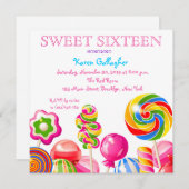 Candyland Candy Theme Sweet 16 Invitation (Front/Back)