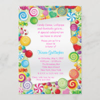 Candyland candy Theme Sweet 16 Invite