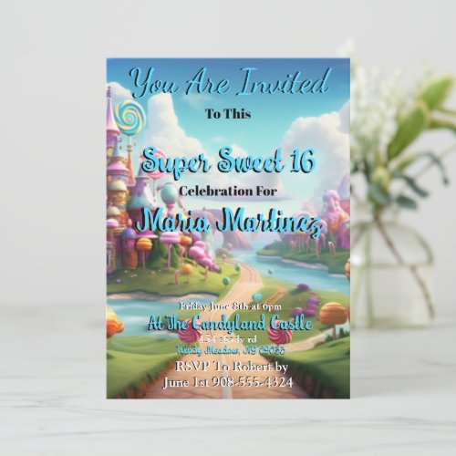 Candyland Castle Sweet 16 Invitations