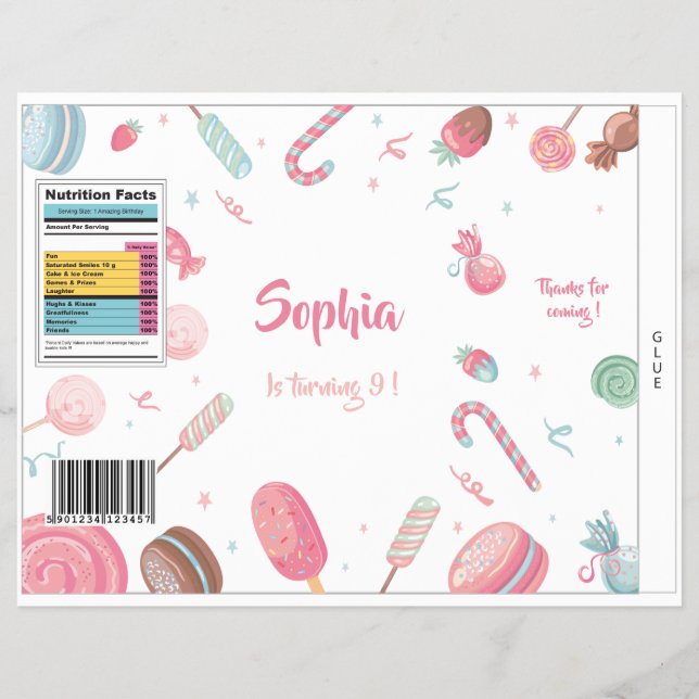 Candyland Chips Bag Wrapper Party Favor Bag (Front)