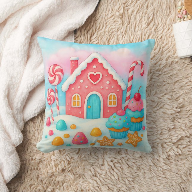 Candyland Christmas Throw Pillow (Blanket)