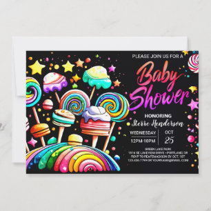 Candyland Colorful Cute Baby Shower Invitation