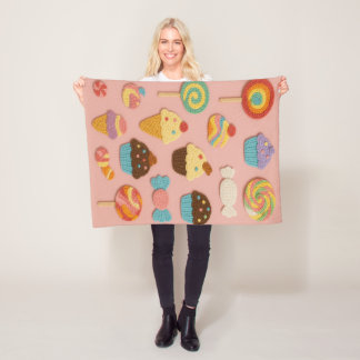 Candyland Faux Crochet Fleece Blanket-Kids&Nursery Blanket