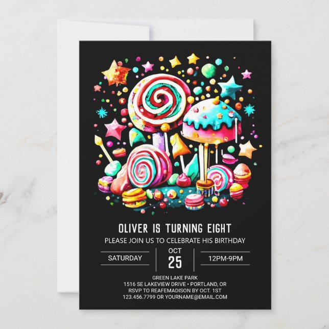 Candyland Fiesta Birthday Invitation (Front)