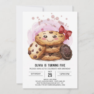 Candyland Girly Pink Cookies Birthday Invitation