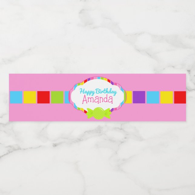 Candyland Inspired Water Bottle Wrappers Label (Single Label)