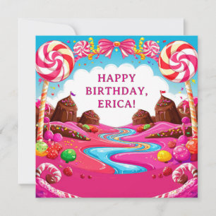 Candyland Landscape Birthday Greeting Scene 🍭 Card