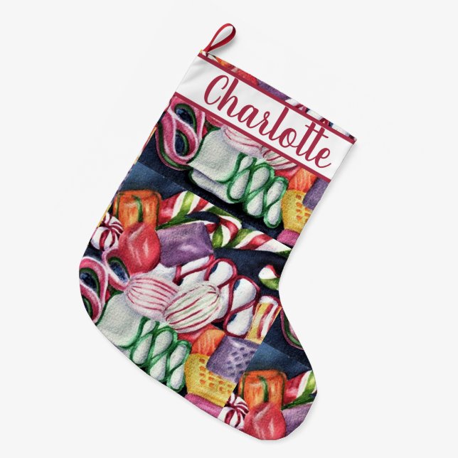 Candyland Large Christmas Stocking (Front (Hanging))