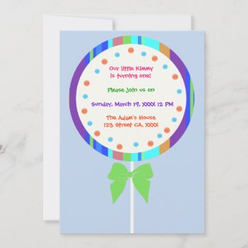 Candyland Lollipop Birthday Invitations by CleanGreenDesigns at Zazzle