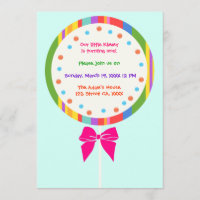 Candyland Lollipop Birthday Invitations