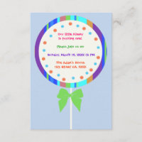 Candyland Lollipop Birthday Invitations