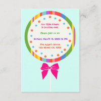 Candyland Lollipop Birthday Invitations