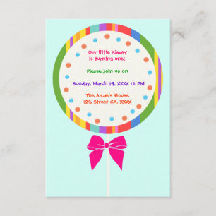 Candyland Lollipop Birthday Invitations