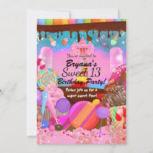 Candyland Party Fantasy Candy Cupcakes Flyer Invitation