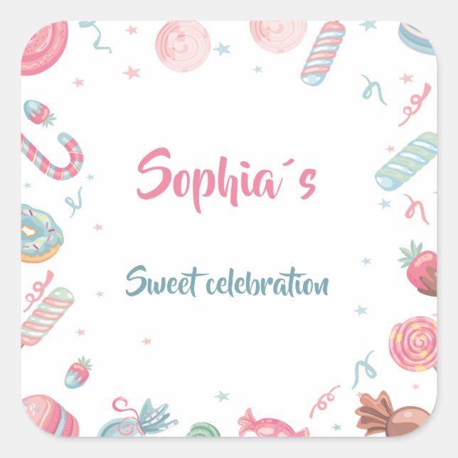 Candyland Party Stickers Party Favors (Front)