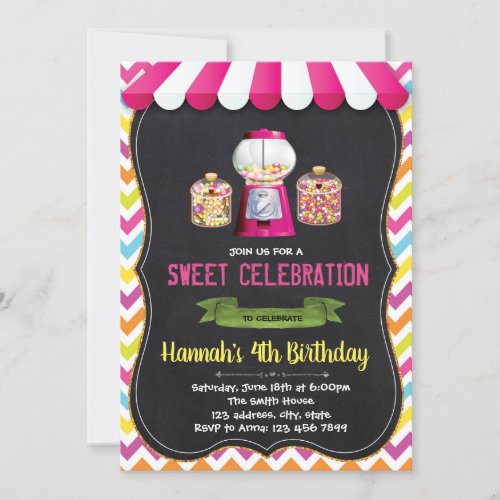 candyland shop birthday invitation
