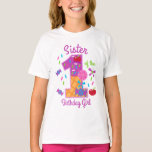 Candyland Sister of the First Birthday lollipop T-Shirt<br><div class="desc">Celebrate baby's first birthday with this special t-shirt,  special and personalized design</div>