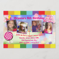 Candyland Sweet Birthday Party 4 Photo Invitation