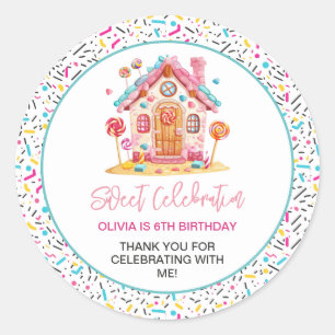 Candyland Sweet Celebration Kids Birthday Party Classic Round Sticker