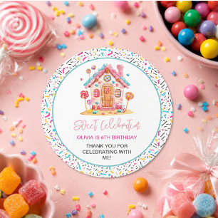 Candyland Sweet Celebration Kids Birthday Party Classic Round Sticker